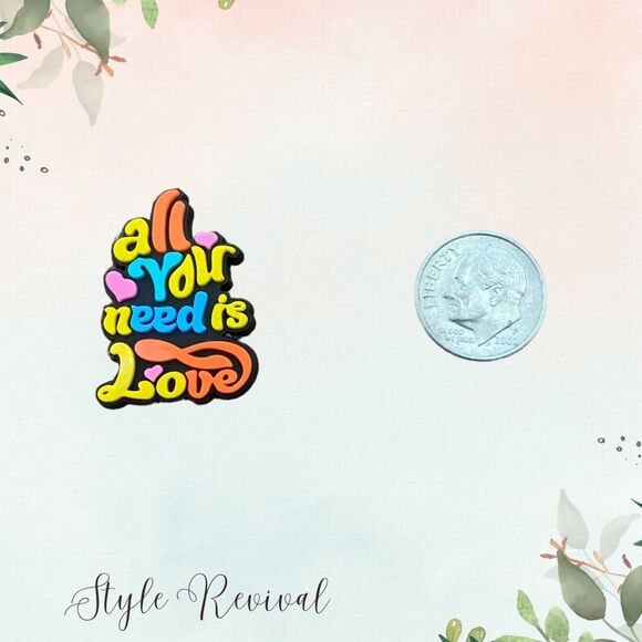 🚨 5/$10! Croc Shoe Charms Jibbitz - “All You Need Is Love” Positive Vibes Quote - Picture 3 of 3